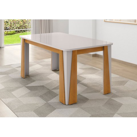 Mesa para Sala de Jantar 6 Lugares Opera Bege/Marromle/Off-White