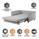 Ver imagem 5 de Sofá Cama Casal Marcele 2 Lugares 150cm Linho Pé de Madeira - Talento Móveis