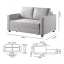 Ver imagem 4 de Sofá Cama Casal Marcele 2 Lugares 150cm Linho Pé de Madeira - Talento Móveis