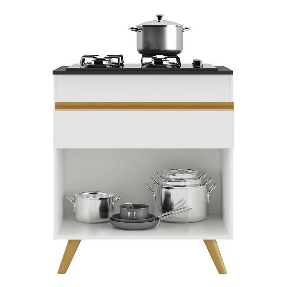 Balcão Cozinha para Cooktop 70cm 1 Porta 1 Gaveta Veneza Gw Multimóveis Branco - 3