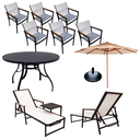 Ver imagem 1 de Kit Móveis Piscina Mesa Aluminio Jardim 6 Cadeiras e Espreguiçadeiras Aluminio