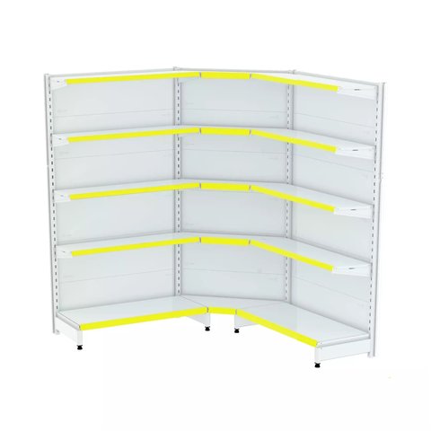 Gondola Parede 202 Fit Ate 2 Metros 1 Canto Branco 15b Pe Amarelo