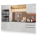 Ver imagem 3 de Armário de Cozinha Completa 100% MDF 250cm Frentes Branco Brilho Acordes Madesa 01