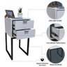 Mesa de Cabeceira Off White 30cm Eco Industrial 2 Gavetas Quarto Cama Base Metal Preta Puxador Prata - 3