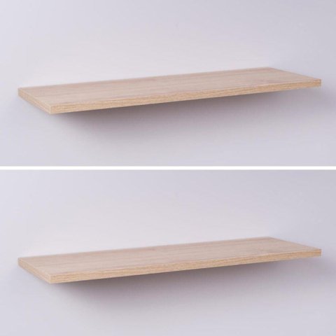 Kit com 2 Prateleiras 40 X 20cm Suporte Invisivel - Cor Madeira Clara