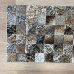 Passadeira Capacho 70x40cm em Couro Tons Exóticos Quadriculado Placas 7cm - 3