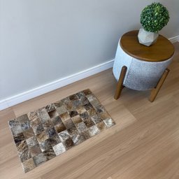 Passadeira Capacho 70x40cm em Couro Tons Exóticos Quadriculado Placas 7cm - 2