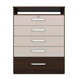 Cômoda Triunfo MDP com 5 Gavetas e Chave Ébano e Off White para Quarto de Solteiro ou Casal - Demóbi - 1