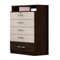 Cômoda Triunfo MDP com 5 Gavetas e Chave Ébano e Off White para Quarto de Solteiro ou Casal - Demóbi - 3