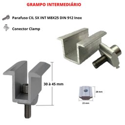 Kit Estrutura Fixador Linha C 1,20m para 5 Placas Solar Alumínio Inox Telha Fibro Ondulada Viga Metá - 6