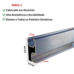 Kit Estrutura Fixador Linha C 1,20m para 5 Placas Solar Alumínio Inox Telha Fibro Ondulada Viga Metá - 7