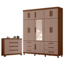 Ver imagem 1 de Guarda Roupa Casal Triton Plus 11 Portas de Bater 6 Gavetas MDP com Espelho Cômoda Sapateira