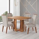 Ver imagem 1 de Conjunto para Sala de Jantar com 4 Cadeiras Riviera Yescasa Bege/Mel