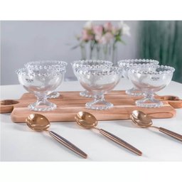 Jogo de Sobremesa 7 Peças Cristal Pearl Wolff para Mesa Posta Transparente - 2