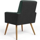 Ver mais imagens de Kit 02 Poltronas Decorativa Maria W01 Pés Palito Linho Verde Musgo Couríssimo Preto - Lyam Decor