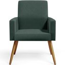 Ver imagem 6 de Kit 02 Poltronas Decorativa Maria W01 Pés Palito Linho Verde Musgo Couríssimo Preto - Lyam Decor