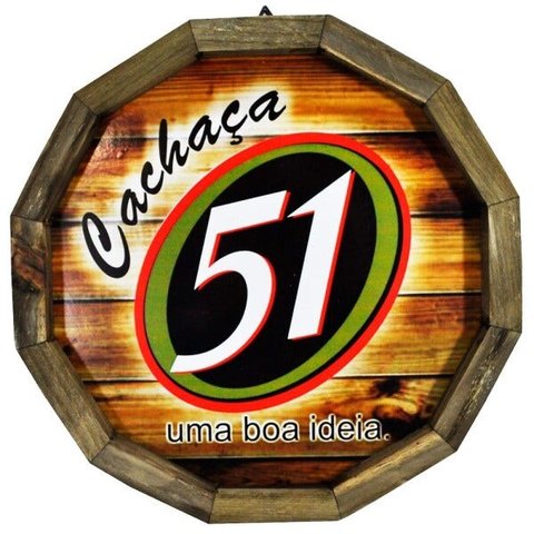 Quadro Tampa de Barril em Madeira Rústica – Cachaça 51
