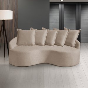 Sofá Curvo Living 02 Lugares 2m Orion + 5 Almofadas Brinde:bege