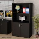 Ver imagem 1 de Armario Alto Executivo Semi Aberto 80x45 Uno Preto
