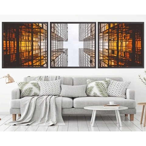 Quadro Decorativo 195x64cm Arquitetura Prédios Quarto Sala