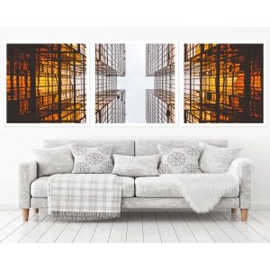 Quadro Decorativo 195x64cm Arquitetura Prédios Quarto Sala