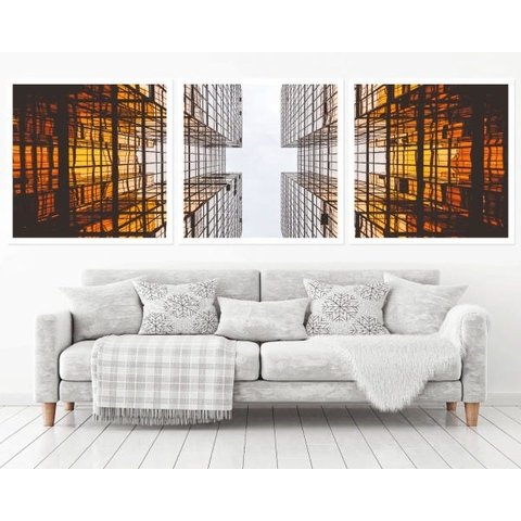 Quadro Decorativo 195x64cm Arquitetura Prédios Quarto Sala