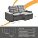 Ver imagem 3 de Apolo Estof Cancun 2,10 Retratil e Reclinavel Tc 611 - Grafite