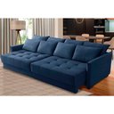 Ver imagem 1 de Sofá Retrátil e Reclinável 2,30m Mariah Veludo Azul Madelina Decor