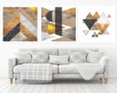Ver imagem 1 de Quadro Decorativo 195x64cm Abstrato Geométrico Marmores