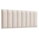 Ver imagem 1 de Kit 8 Módulos Cabeceira de Cama Queen 160x60cm Bege Claro Estofados Auto Adesivo