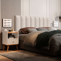 Kit 8 Módulos Cabeceira de Cama Queen 160x60cm Bege Claro Estofados Auto Adesivo - 2 Kit 8 Módulos Cabeceira de Cama Queen 160x60cm Bege Claro Estofados Auto Adesivo - 2