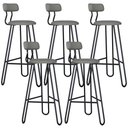 Ver imagem 1 de Kit 05 Banqueta Alta Bar Cozinha Sala de Jantar Áris C01 Preto Courino Cinza - Lyam Decor
