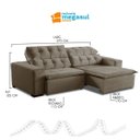 Ver imagem 3 de Sofá Retrátil Reclinável 5 Lugares 270cm com Pillow Veludo Bege Alasca Megasul