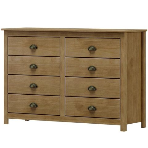 Comoda 8 Gavetas Madeira Maciça 125 Cm 9102 Freijo Milani Store