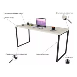 Mesa Para Computador Diretor Estilo Industrial 1,50m Kuadra - 4