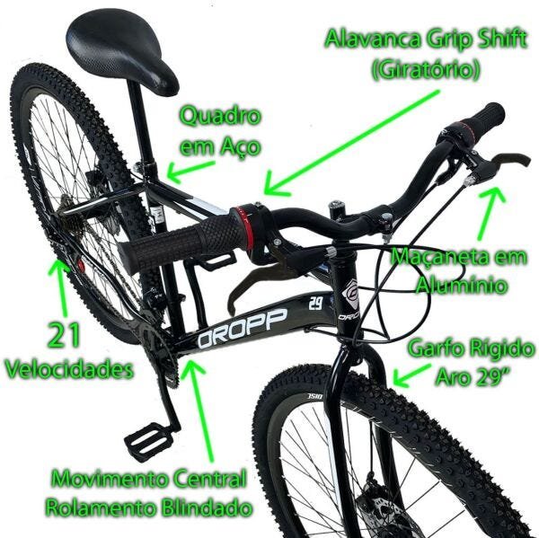 Bicicleta Dropp Aro 29 Bikes Freio Disco 21v Marchas - Preto/Laranja - 17 - 3