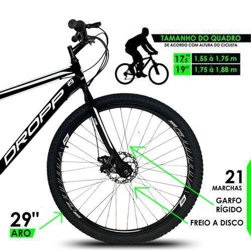 Bicicleta Dropp Aro 29 Bikes Freio Disco 21v Marchas - Preto/Laranja - 17 - 2