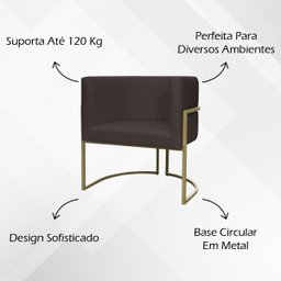 Kit 2 Poltronas Decorativa Recepção Luna Suede Cores Base de Ferro Champagne - 3