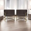 Ver imagem 2 de Kit 2 Poltronas Decorativa Recepção Luna Suede Cores Base de Ferro Champagne