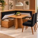 Ver mais imagens de Conjunto Canto Alemão com Baú Mesa 120cm e 2 Cadeiras Estofadas 120x77,5x80cm