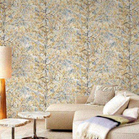 Papel de Parede Galhos  Efeito Pintura Bege+Cola Inclusa