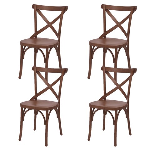 Kit 4 Cadeira De Jantar Katrina X Espanha Madeira Maciça Assento Anatômico - Pinhão