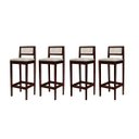 Ver imagem 1 de Kit 4 Banquetas Madeira Imbuia para Barzinho com Encosto Estofado com Linho Cru