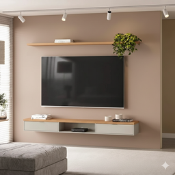 Bancada Suspensa Rack para Sala 218cm Prime L06 Nature/Off White - Mpozenato - 1 Bancada Suspensa Rack para Sala 218cm Prime L06 Nature/Off White - Mpozenato - 1
