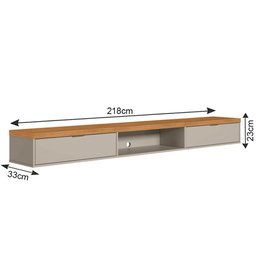 Bancada Suspensa Rack para Sala 218cm Prime L06 Nature/Off White - Mpozenato - 4
