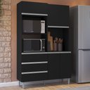 Ver imagem 1 de Armário de Cozinha Compacta 120cm 4 Portas Livia Preto - AJL Móveis