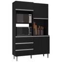 Ver imagem 3 de Armário de Cozinha Compacta 120cm 4 Portas Livia Preto - AJL Móveis