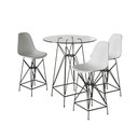 Ver imagem 1 de Jogo Mesa Bistrô Eames Tampo Vidro 60Cm 3 Banquetas Branca Base Ferro Preto - Cor: Branco