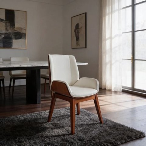 Cadeira de Jantar Lumatê Decor Milão - 1 Unidade Liso Marrom-Escuro Branco