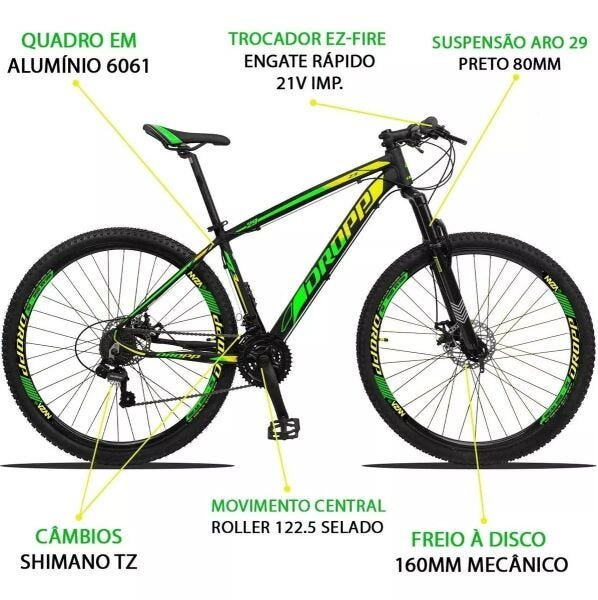 Bicicleta Aro 29 Dropp Z3 Cambios Shimano 21v Freios Disco - Verde